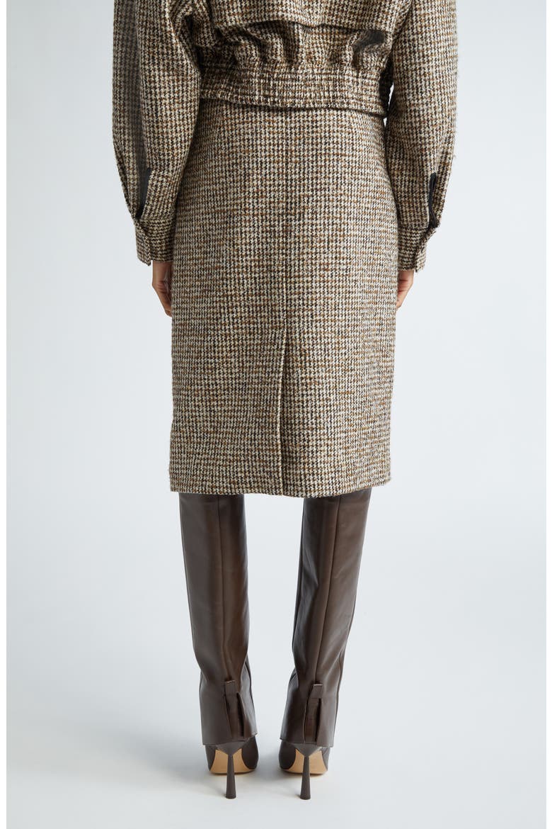 Cara Houndstooth Pencil Skirt, Alternate, color, CREAM/BROWN