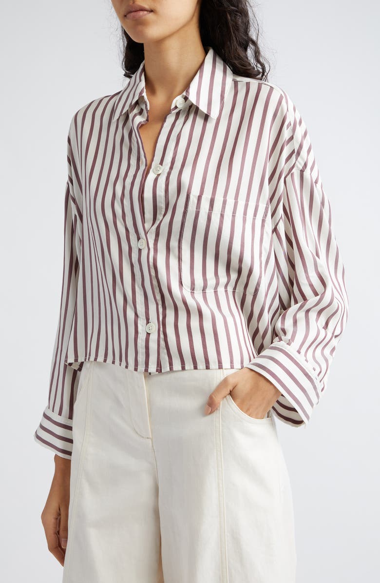 TWP Next Ex Stripe Crop Silk Shirt, Alternate, color,