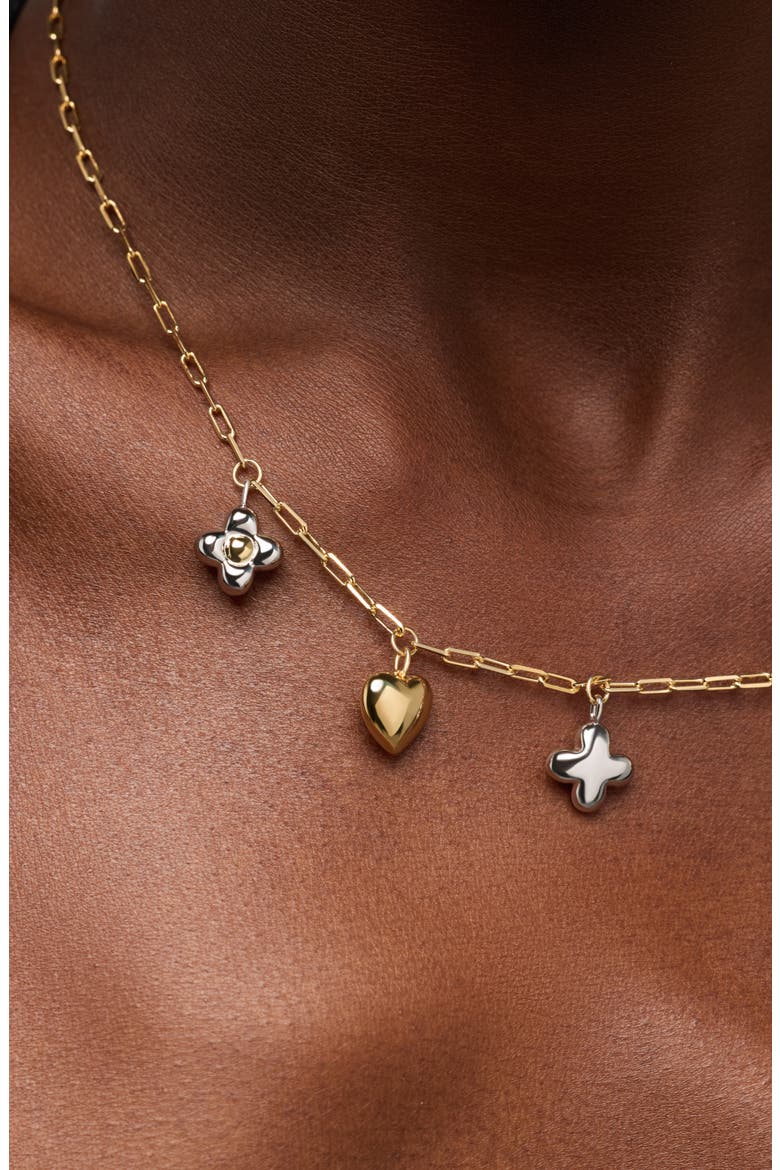 Azura Charm Necklace, Alternate, color, GOLD / SILVER
