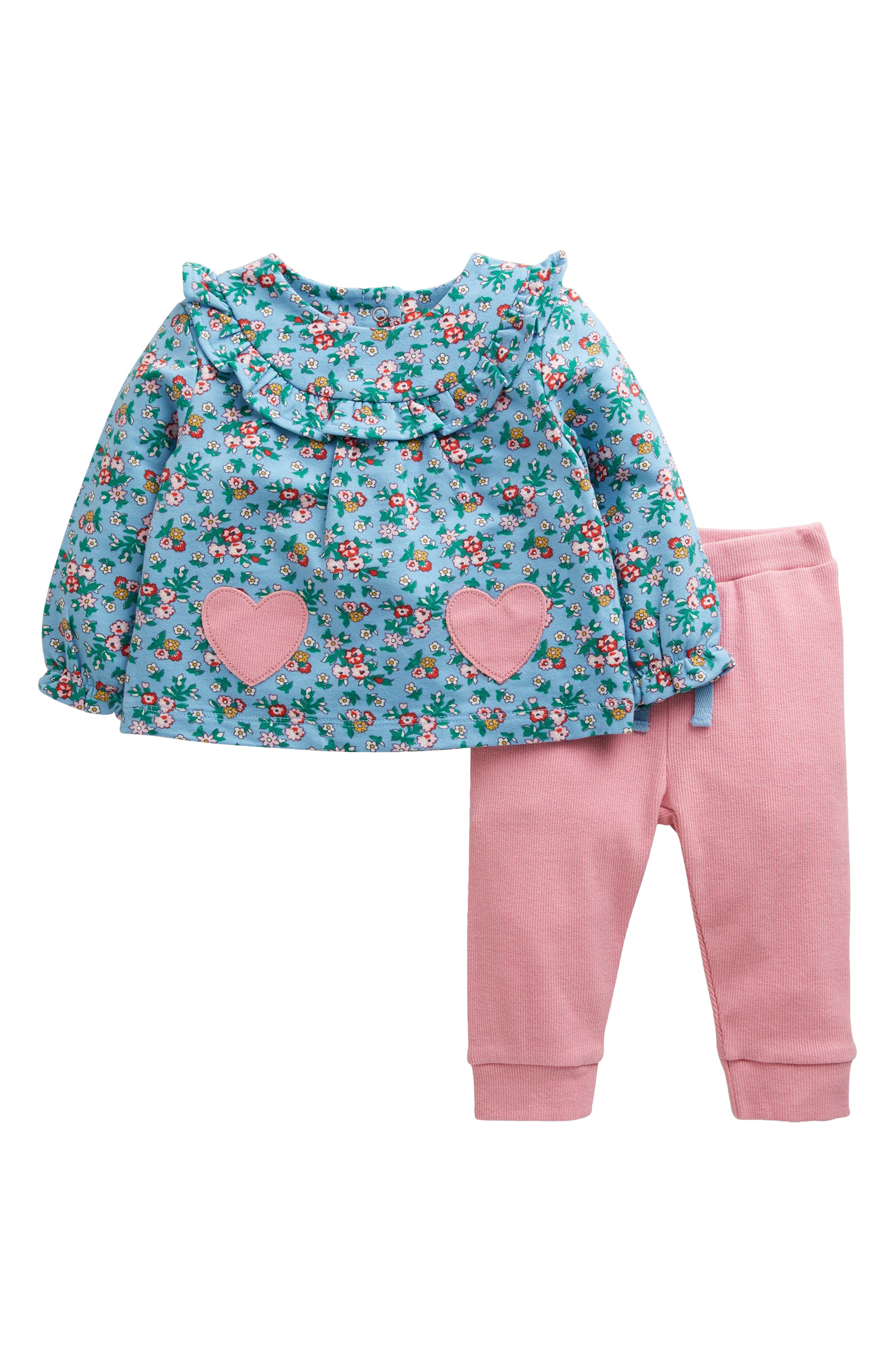 Mini Boden Floral Stretch Cotton Top & Joggers Set | Nordstromrack