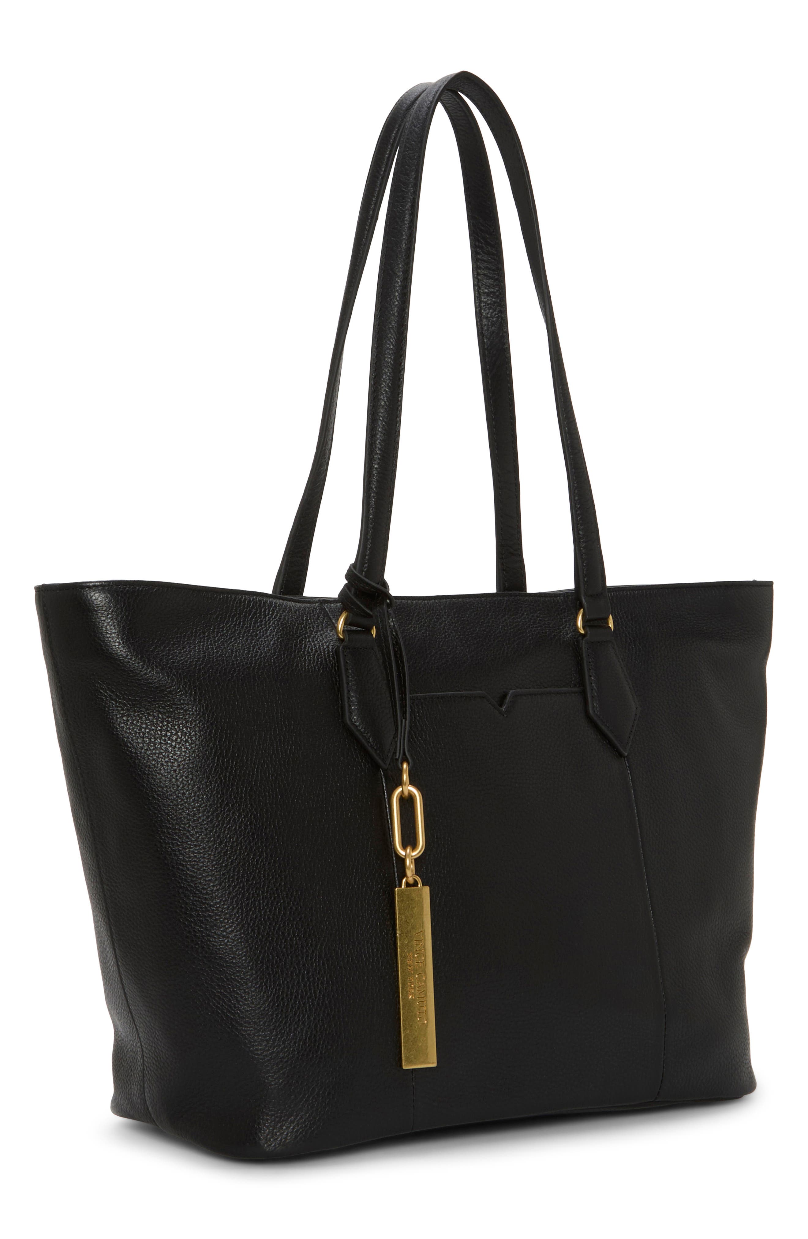 Vince Camuto Noemi Leather Tote, Alternate, color, Black