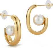 GLAZE JEWELRY Faux Pearl Hoop Earrings