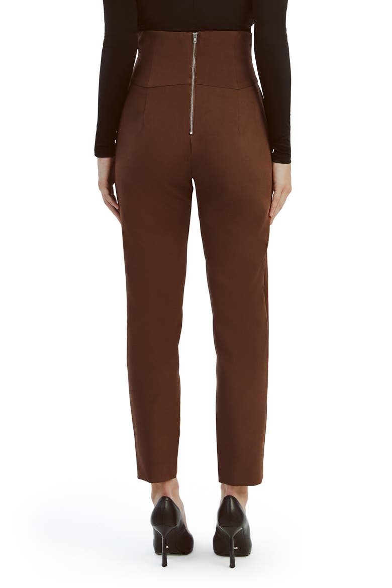 Corset High Waist Ankle Pants, Alternate, color, CHOCOLATE