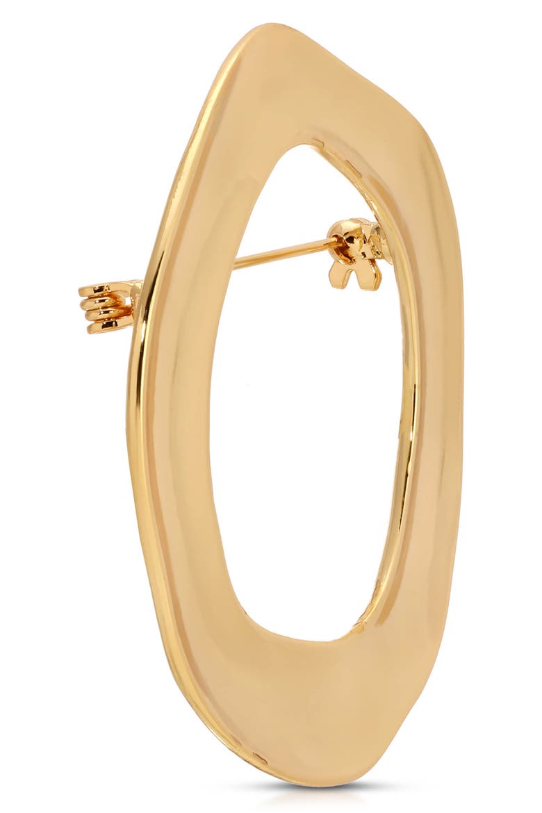 Open Circle Brooch, Alternate, color, GOLD
