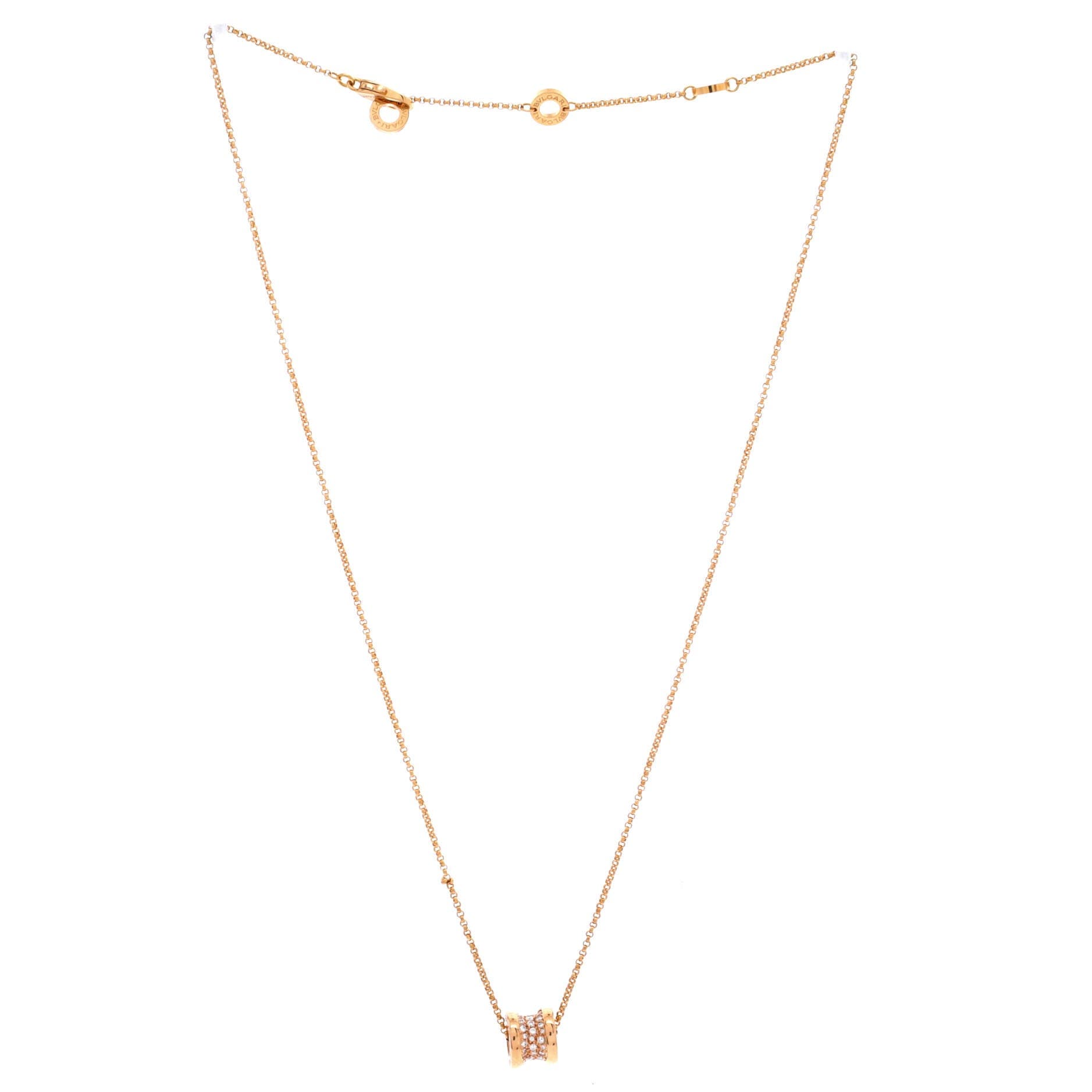 B.Zero1 Pendant Necklace 18K Rose Gold with Pave Diamonds Mini, Alternate, color, Metallic Gold