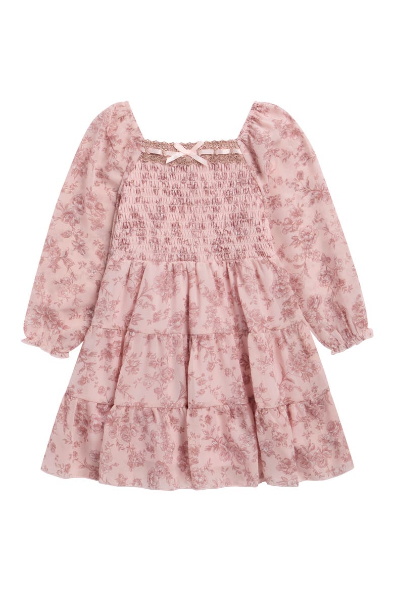 Kids' Floral Print Chiffon Dress, Main, color, BLUSH