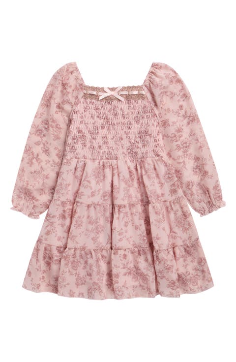 Kids' Floral Print Chiffon Dress