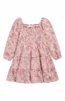 Kids' Floral Print Chiffon Dress