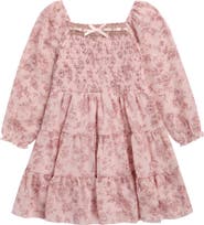 Zunie Kids' Floral Print Chiffon Dress