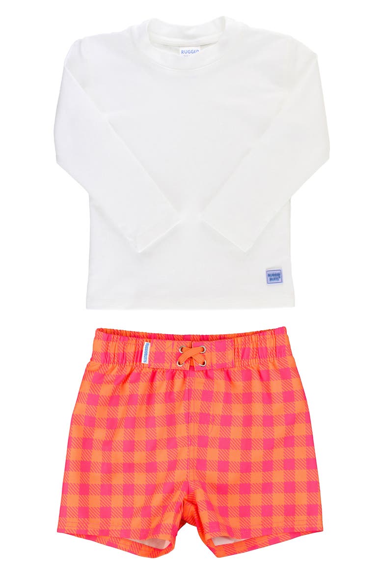 Sunset Sorbert Long Sleeve Two-Piece Rashguard Swimsuit, Main, color, SUNSET SORBET