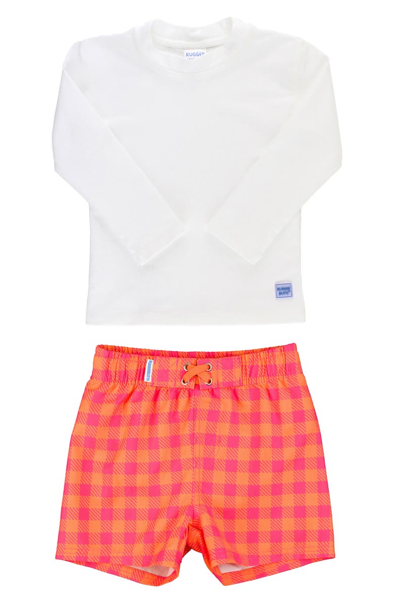 RuggedButts Sunset Sorbert Long Sleeve Two-Piece Rashguard Swimsuit, Main, color, Sunset Sorbet