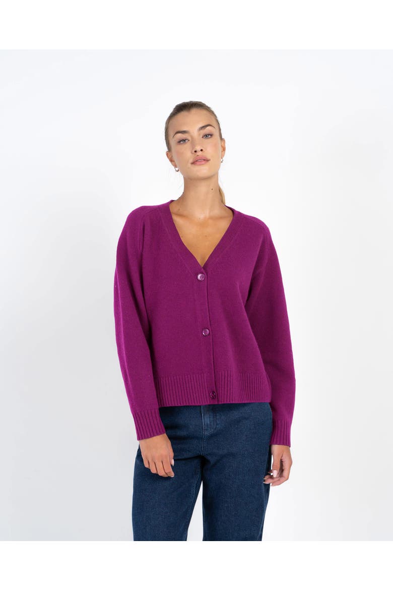Merino Boxy Cardigan, Main, color, Damson