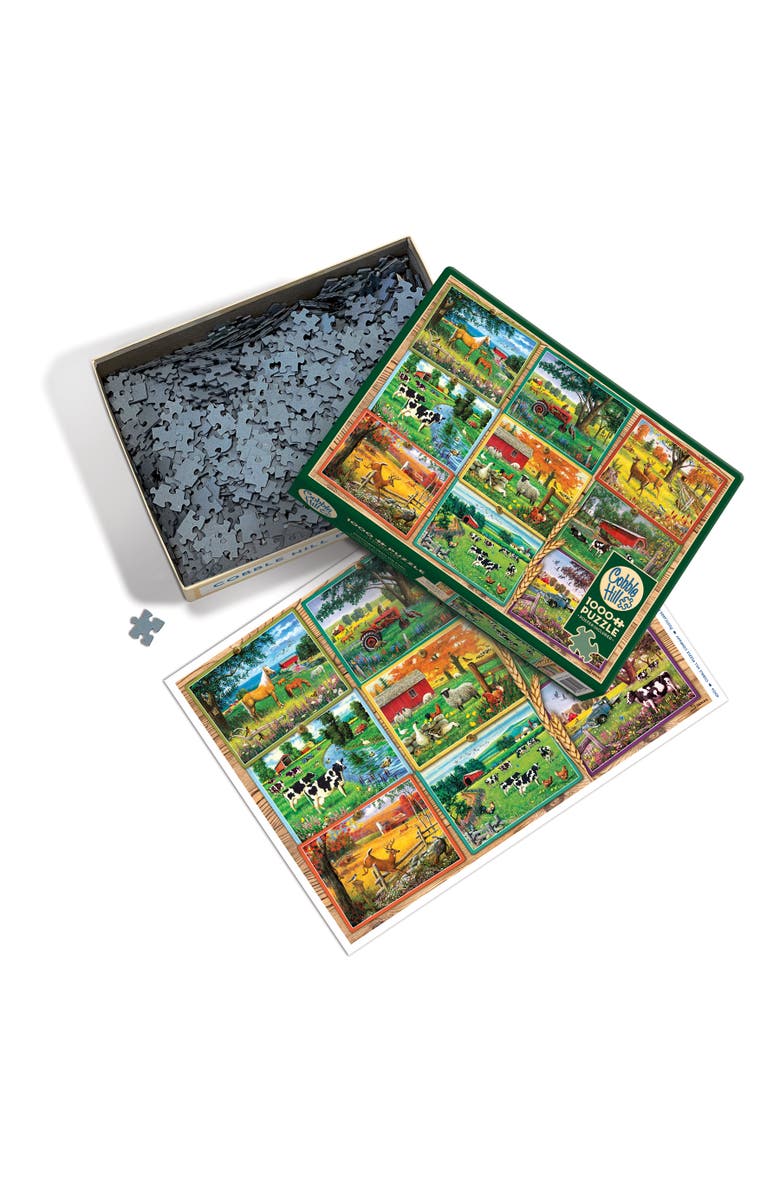 Cobble Hill 1000 Piece Puzzle Postcards From The Farm Reference Poster, Alternate, color, Multicolored