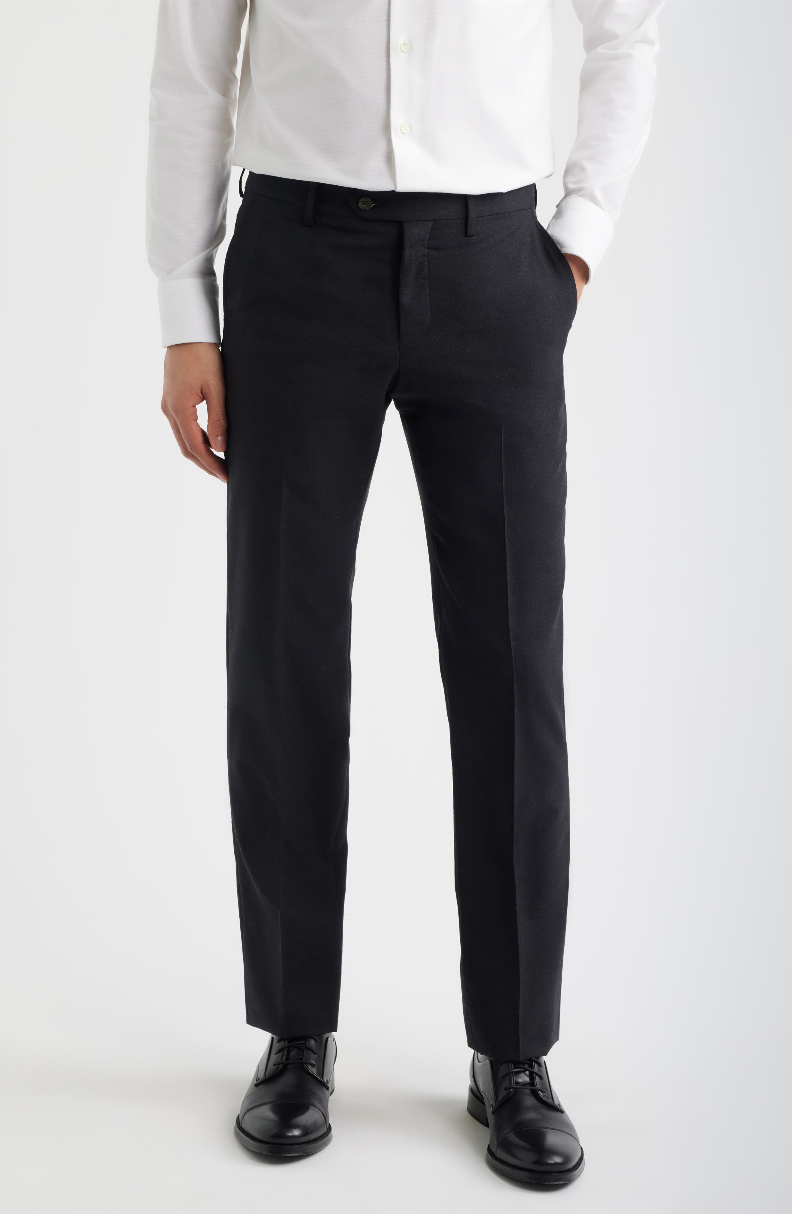 Flat Front Tropical Weight Wool Dress Pants
