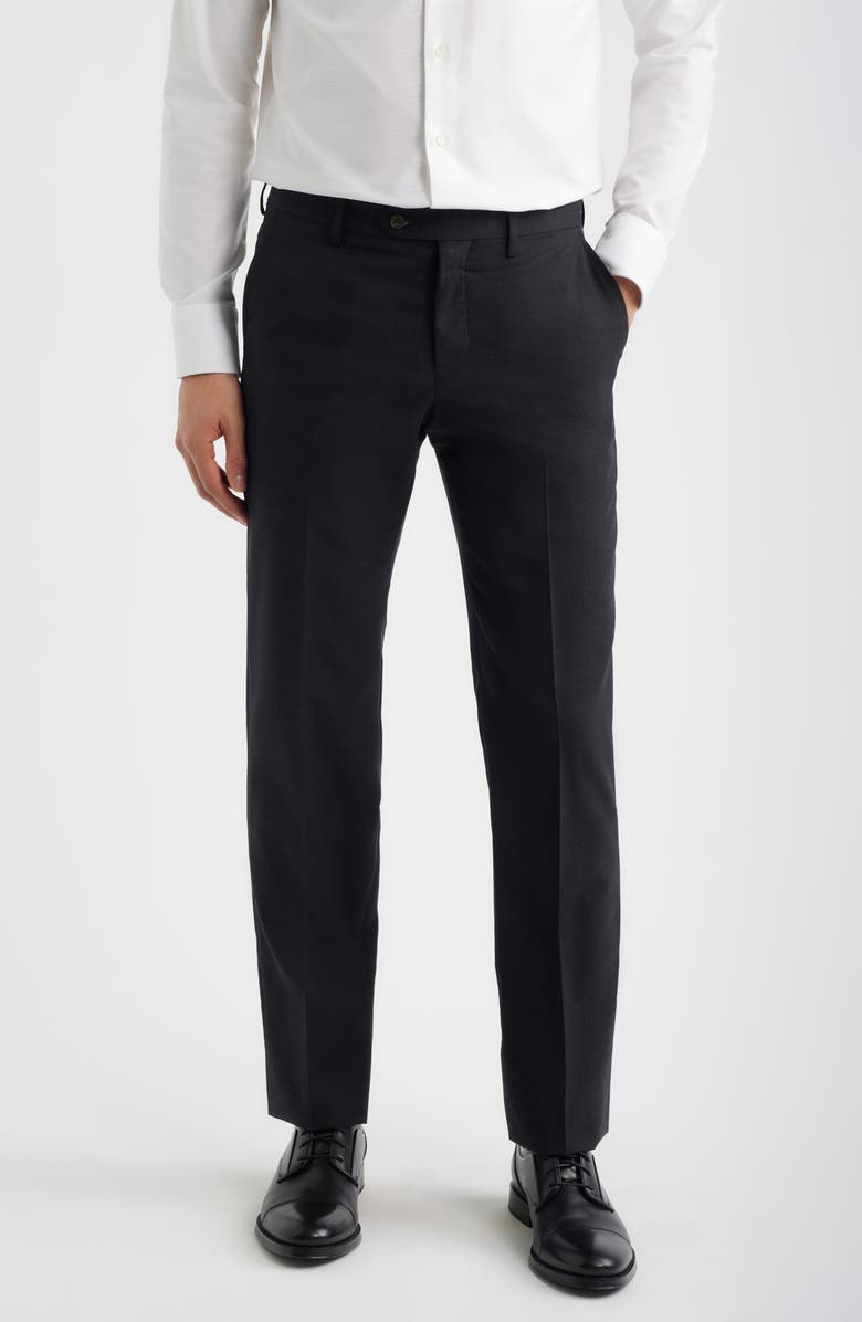 Berle Flat Front Tropical Weight Wool Dress Pants, Main, color, Charcoal Gray