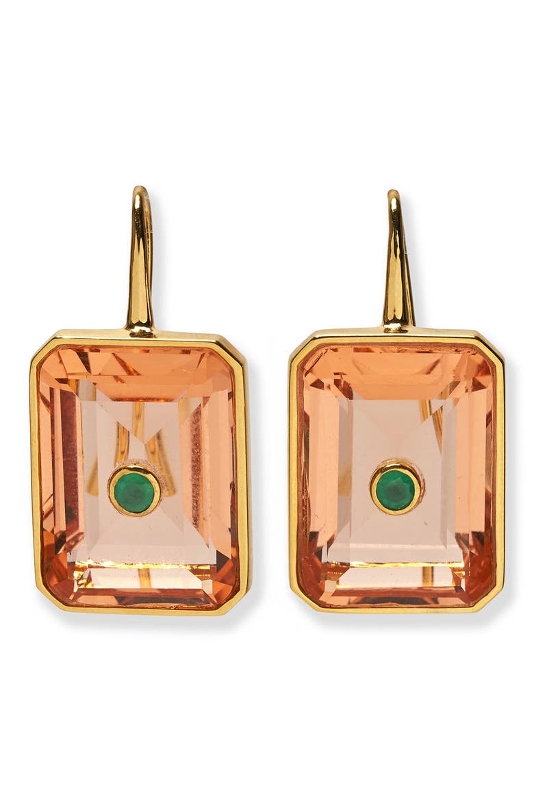 Emerald Cut Tile Earrings, Main, color, PINK