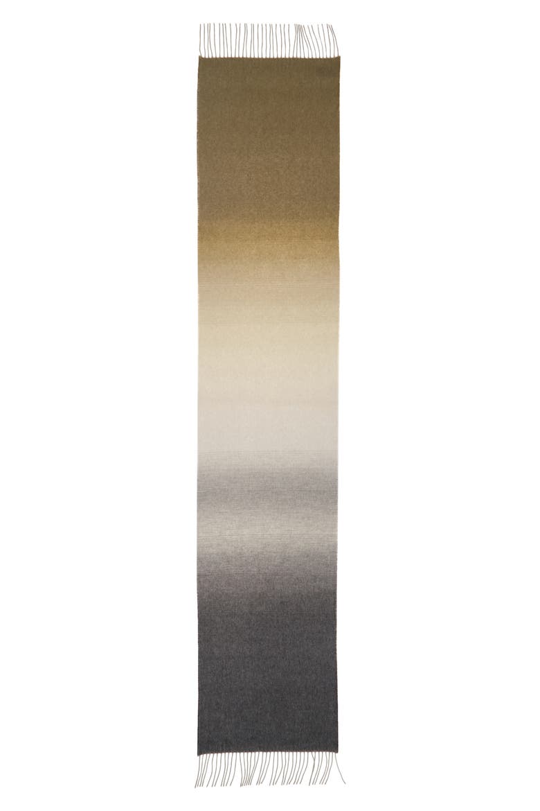 Cashmere Fringe Scarf, Main, color, OLIVE / GREY