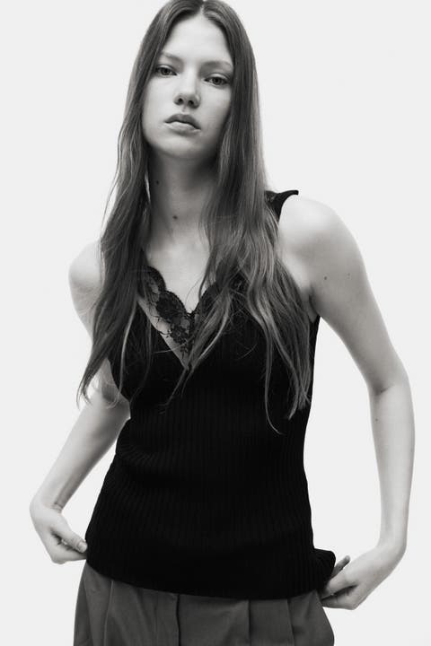 Lace-trimmed Vest Top