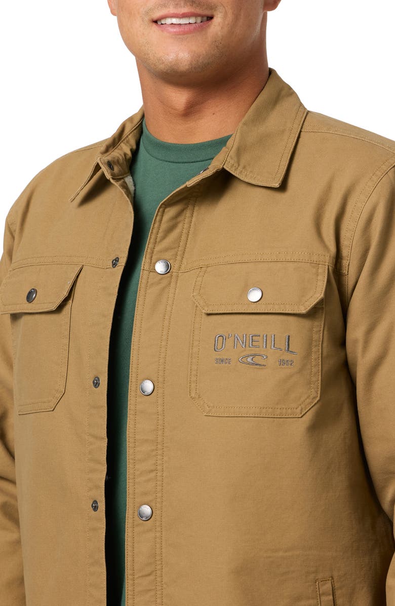 O'Neill Bronsen Fleece Lined Cotton Canvas Jacket, Alternate, color, Dark Khaki