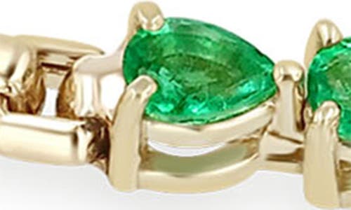Zoë Chicco Emerald Pear Box Chain Bracelet In Gold