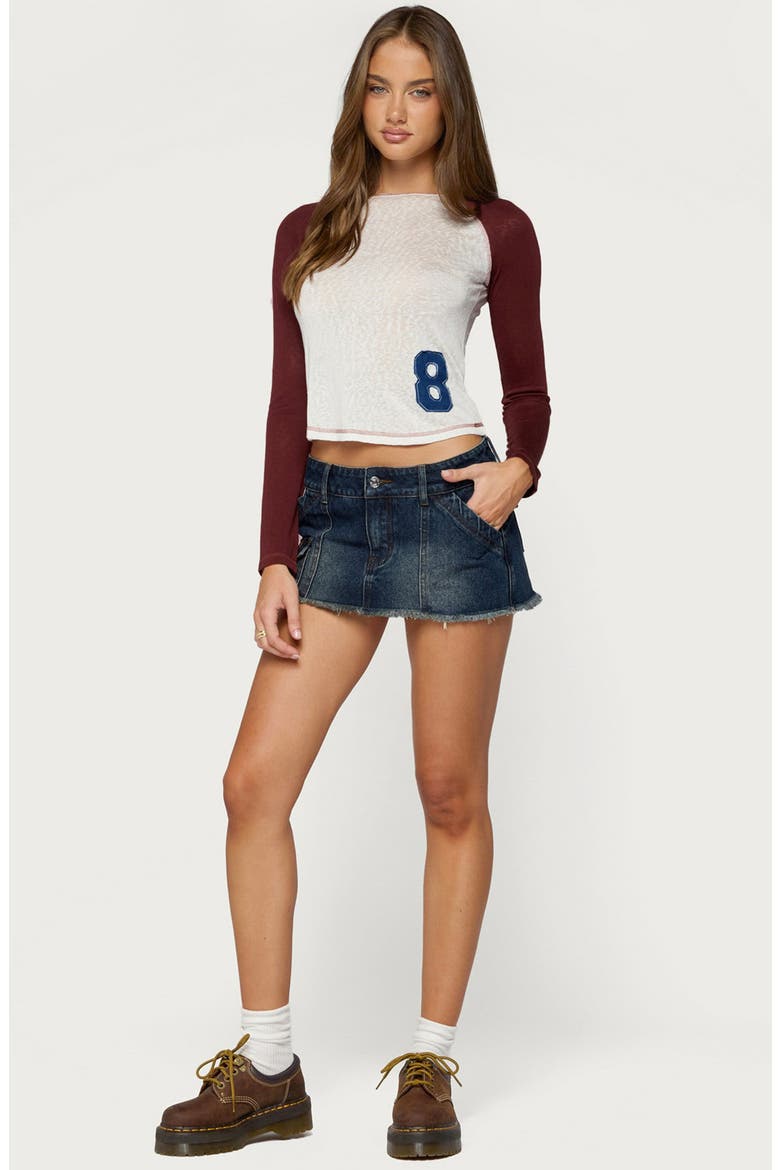 Julika Contrast Long Sleeved Graphic T-Shirt, Alternate, color, BURGUNDY-AND-WHITE