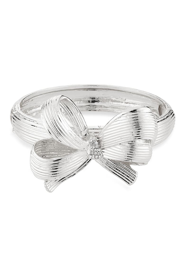 Bow Hinge Bracelet, Main, color, SILVER