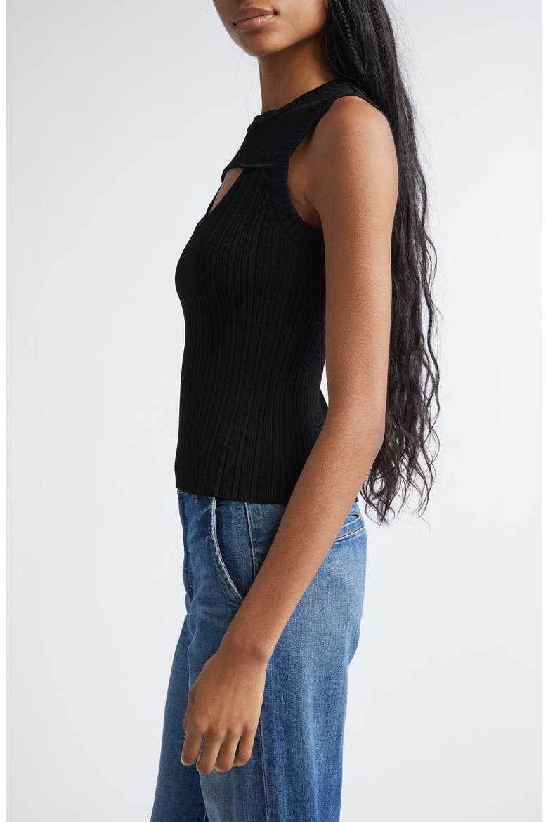 Morgann Cutout Sleeveless Rib Knit Top, Alternate, color, BLACK