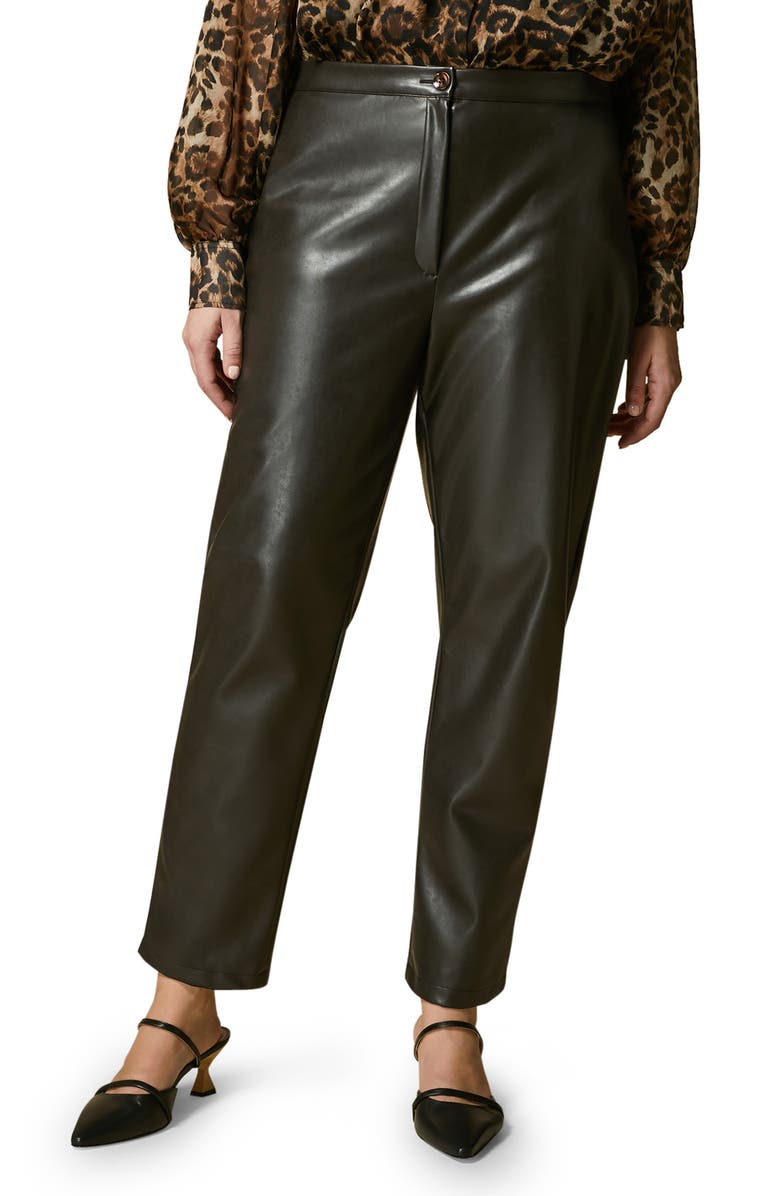 Marina Rinaldi Reims Faux Leather High Waist Straight Leg Trousers, Main, color, 
