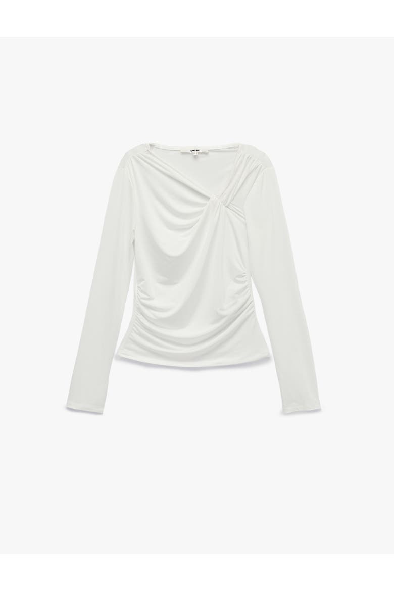 Draped Long Sleeve V-Neck Top, Alternate, color, ECRU