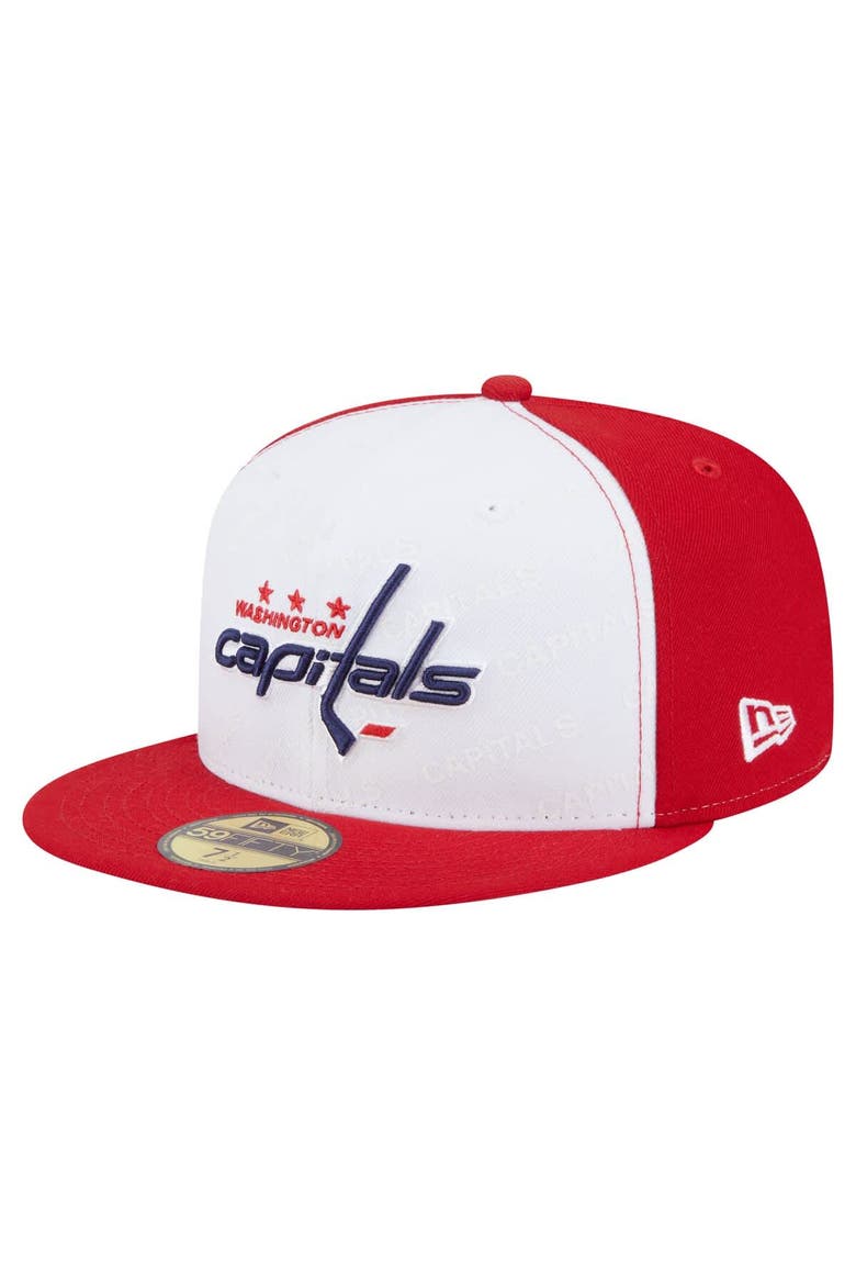 Men's New Era White/Red Washington Capitals Repeat Two-Tone 59FIFTY Fitted Hat, Main, color, White