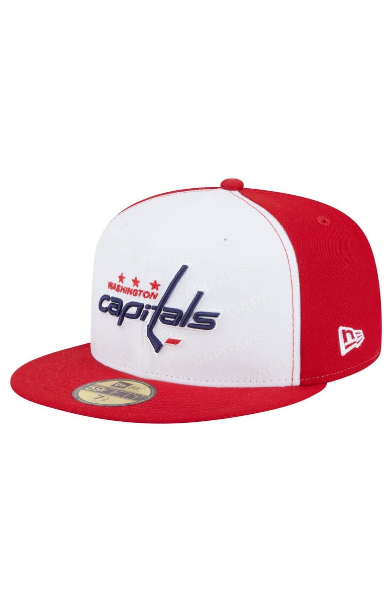 New Era Men's New Era White/Red Washington Capitals Repeat Two-Tone 59FIFTY Fitted Hat, Main, color, White