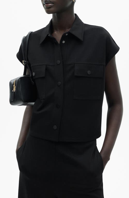 Mango Oversize Snap Front Vest In Black