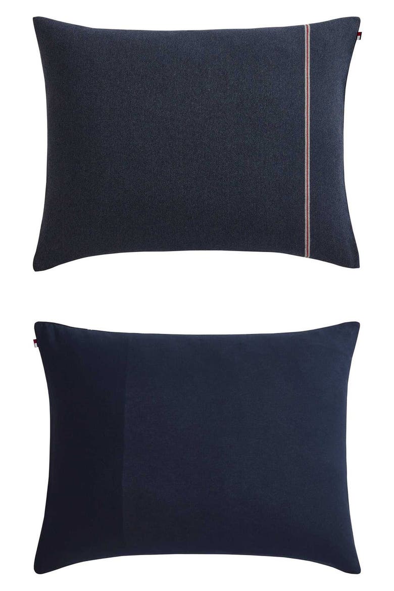 Selvage Twill 2-Piece Comforter Set, Alternate, color, DEEP BLUE/ WHITE/ RED