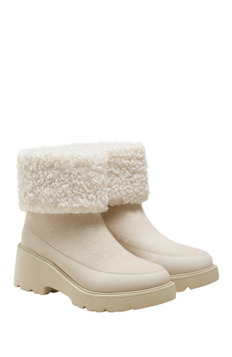 Faux Fur Platform Chunky Wedge Boots (Elaine)