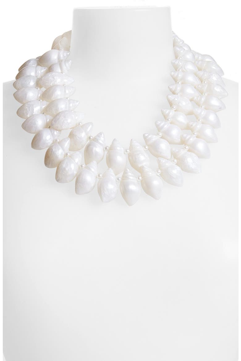 Layered Conch Shell Necklace, Alternate, color, WHITE