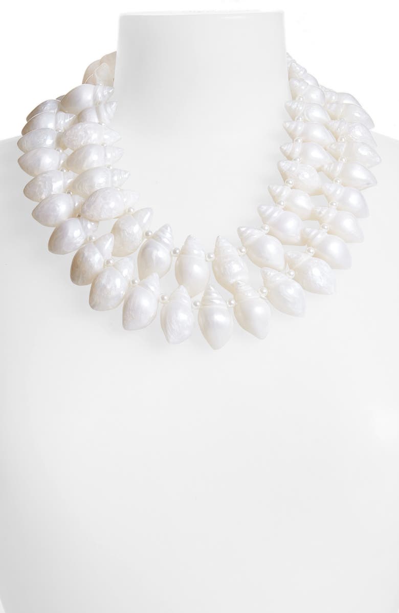 Lele Sadoughi Layered Conch Shell Necklace, Alternate, color, White