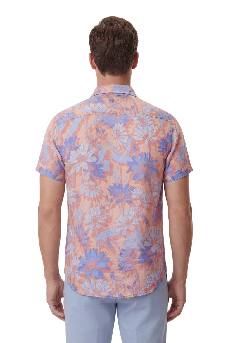 Uomo Springtime Short Sleeve Fine Linen Shirt, Alternate, color, SPRINGTIME PINK
