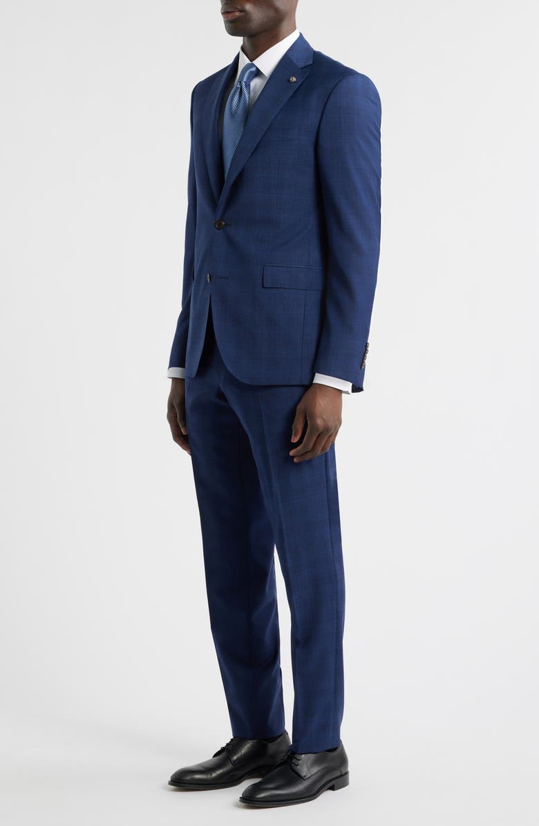 Jack Victor Esprit Contemporary Fit Navy Plaid Wool Suit, Alternate, color, Navy