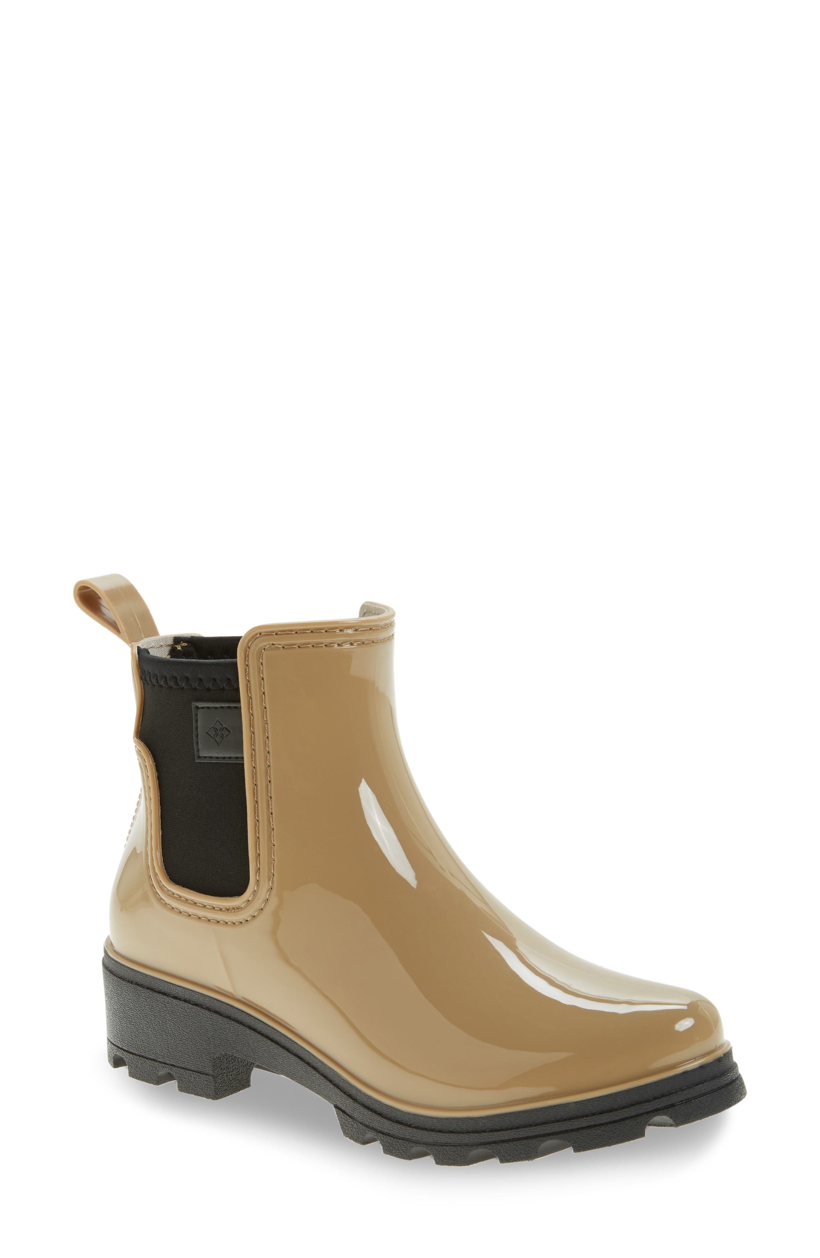 'Prague' Waterproof Chelsea Rain Boot, Main, color, KHAKI