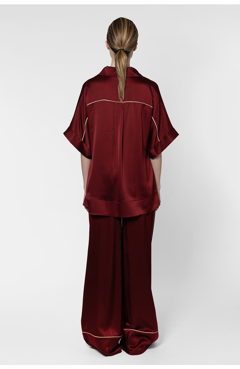Roksanda Nael Satin Wide Leg Trousers, Alternate, color, Deep Burgundy