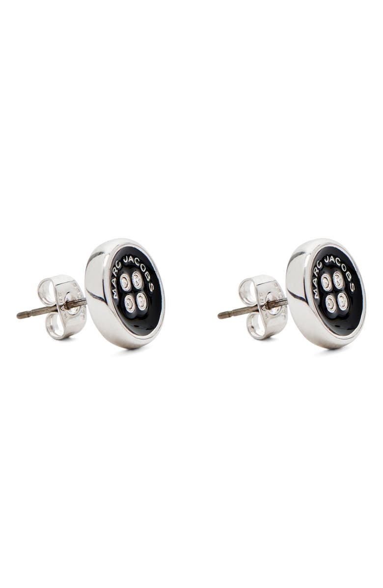 Marc Jacobs The Button Stud Earrings, Alternate, color, Silver/Black