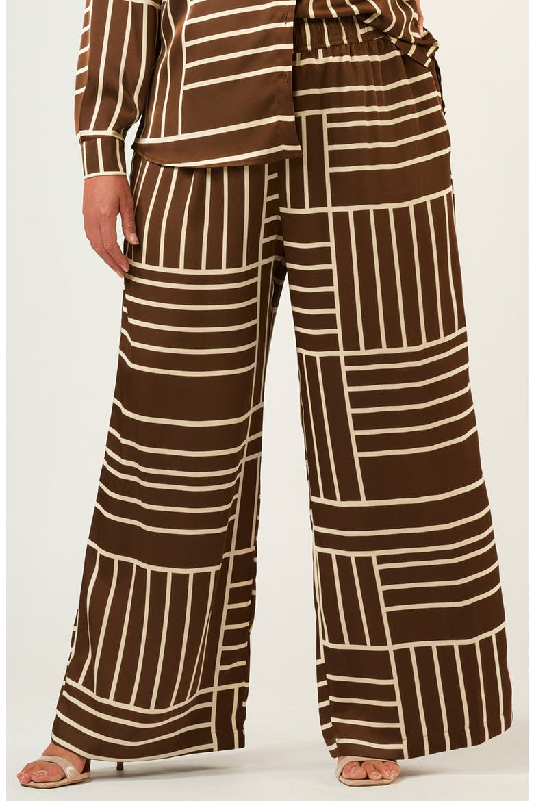 Josie Geo Stripe Satin Pants, Main, color, CEDAR/ CREAM