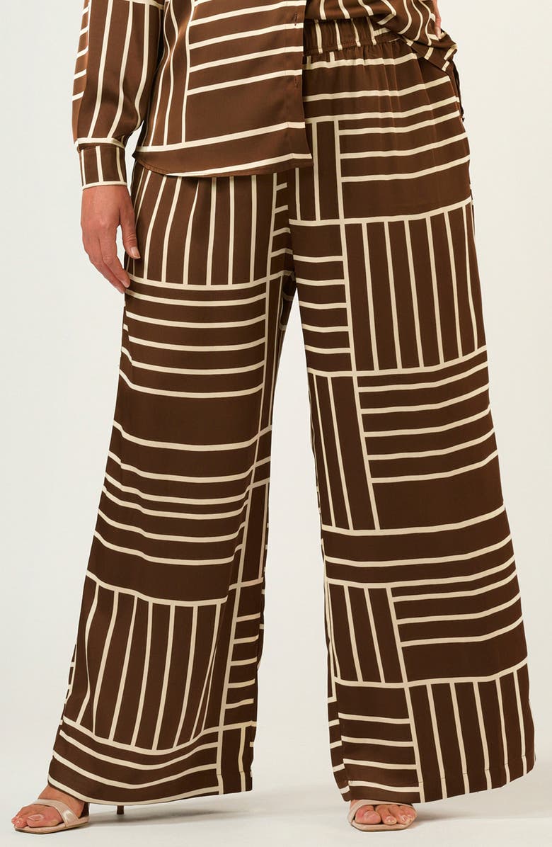 Estelle Josie Geo Stripe Satin Pants, Main, color, Cedar/ Cream