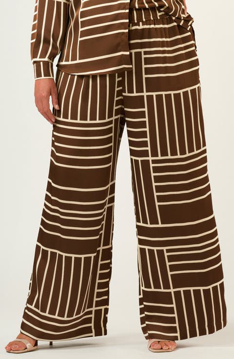 Josie Geo Stripe Satin Pants (Plus)
