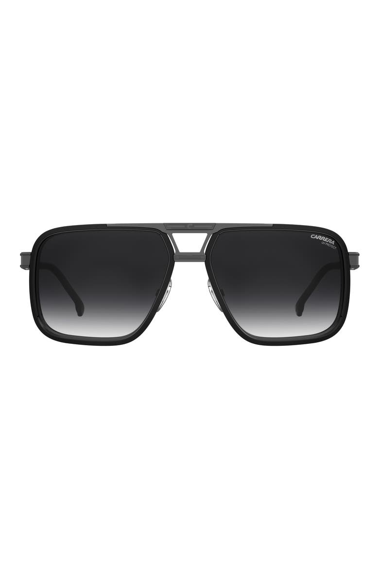 61mm Gradient Rectangular Sunglasses, Main, color, BLACK DARK RUTHENIUM/ GREY