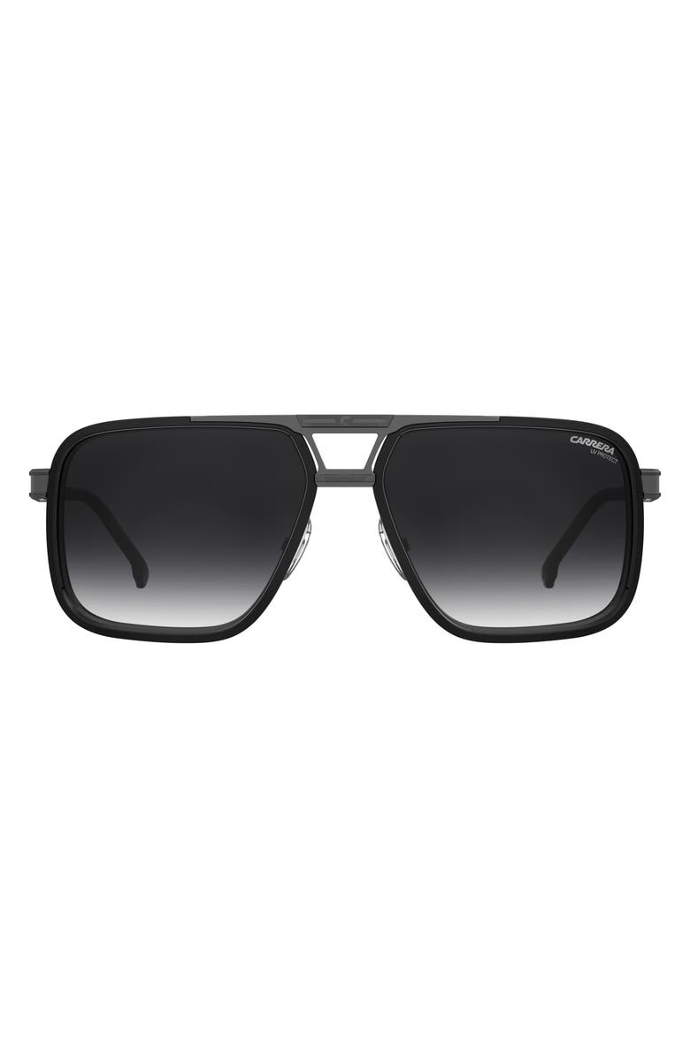 Carrera Eyewear 61mm Gradient Rectangular Sunglasses, Main, color, Black Dark Ruthenium/ Grey