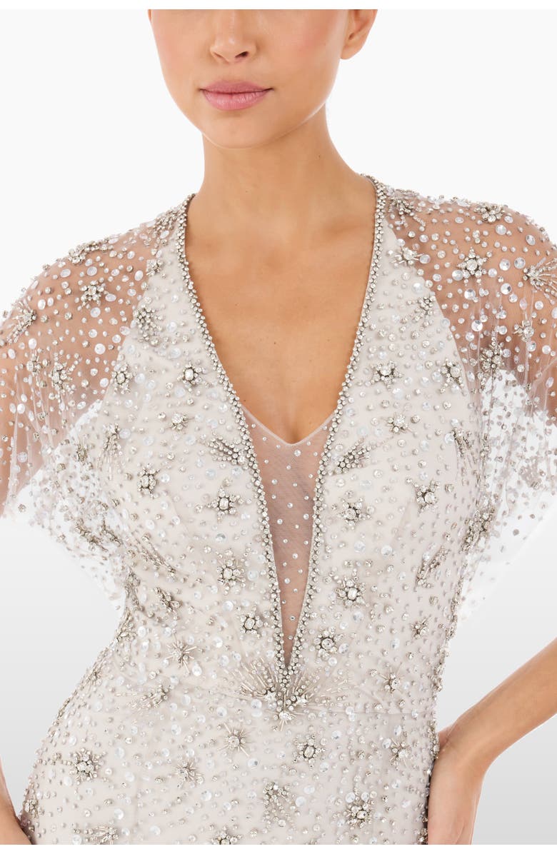 Jenny Packham Sofie Crystal-Embellished Gown, Alternate, color, Platinum - Silver