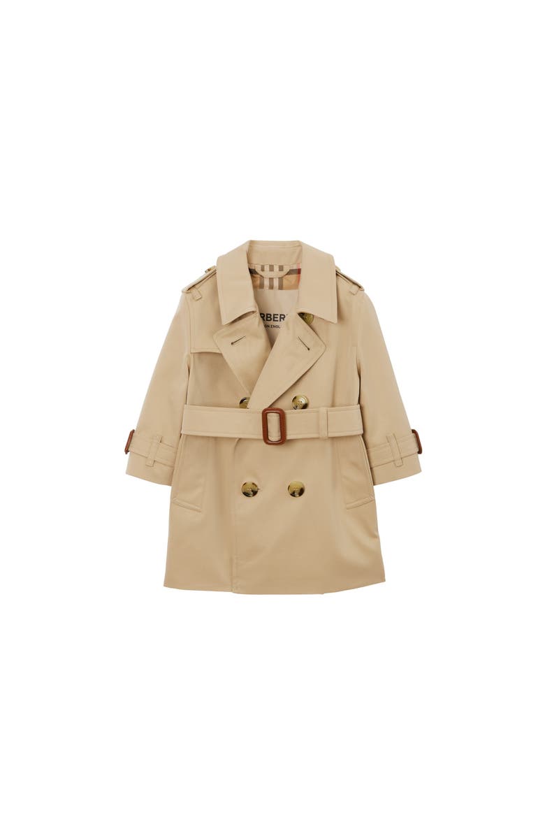 Burberry Gabardine Trench Coat, Main, color, Honey