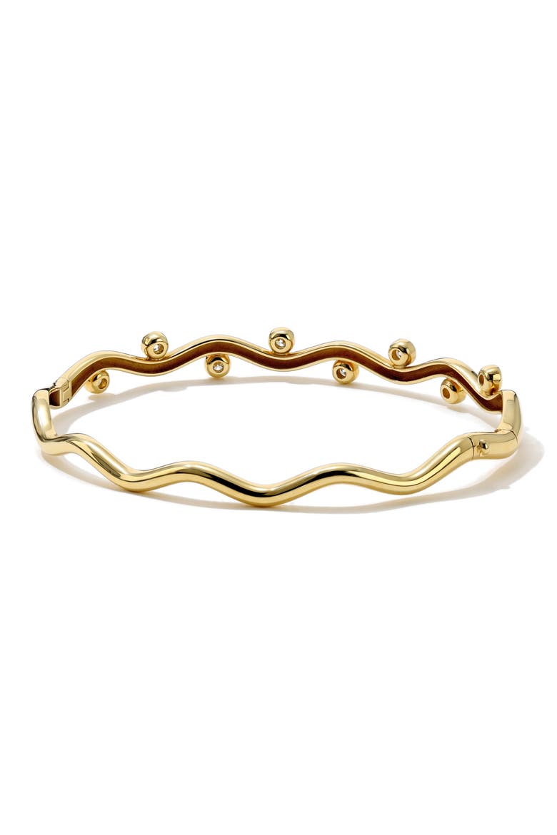 18K Gold Riva Wavy Bangle, Alternate, color, DIAMOND