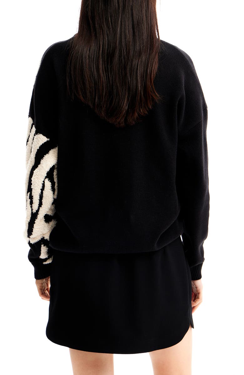 Desigual Guadalquivir Zebra Pattern Sweater, Alternate, color, 